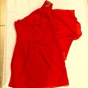 One shoulder red dress